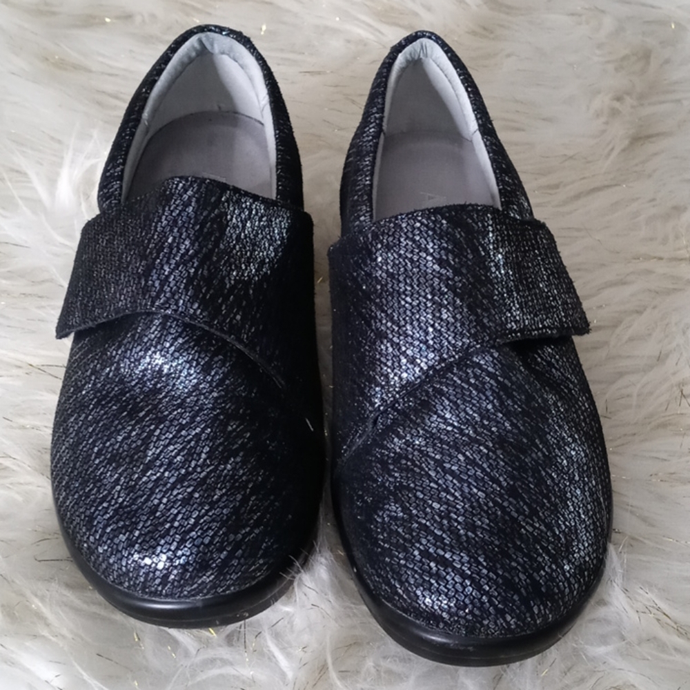ALEGRIA Metallic Black Slip-On Women's Comfort Shoes SIZE 8